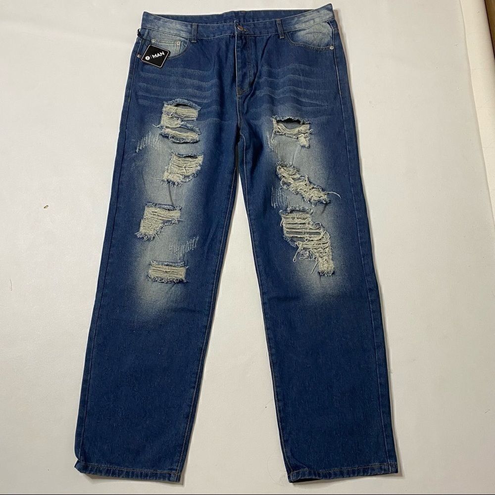 Z Man | NWT Factory Distressed Relaxed Bootcut Jeans